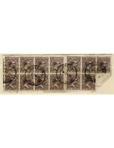 FA4840. Emision 1-10-1889, Bloque de 13 valores de 1 peseta color violeta negro