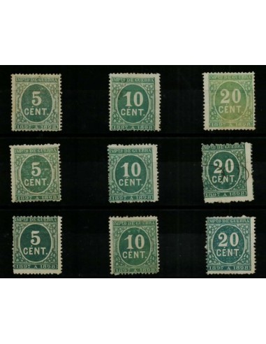 FA4863. 1897 Cifras, 9 valores con diversas cancelaciones
