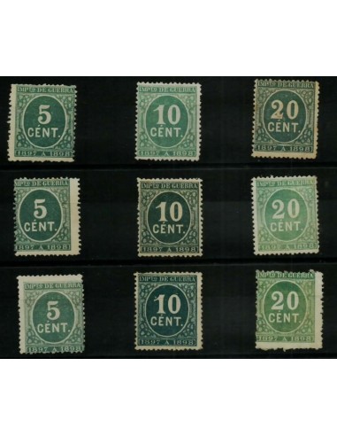 FA4864. 1897 Cifras, 9 valores con diversas cancelaciones