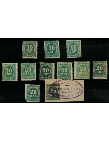 FA4867. 1897 Cifras, 11 valores con diversas cancelaciones