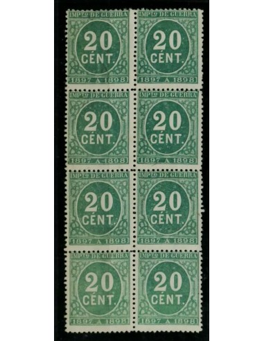 FA4875. 1897 Cifras, bloque de 8 valores de 20 centimos. NUEVO