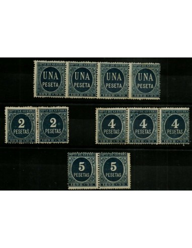 FA4890. 1898 Cifras, 11 valores de diversos importes fondo azul