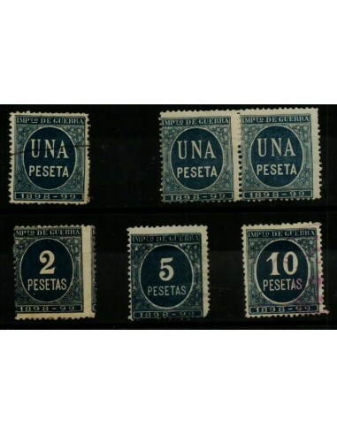 FA4891. 1898 Cifras, 6 valores de diversos importes fondo azul