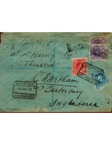 FA4955. 1910, certificado de Piedrabuena a Canterbury (Inglaterra)