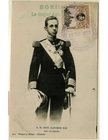 FA4965. 1921, Tarjeta postal de Alfonso XIII, Cadete, con franquicia