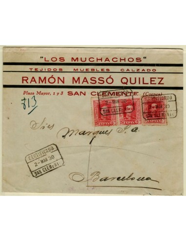 FA4973. 1930, certificado de San Clemente a Barcelona