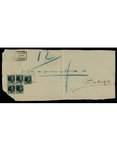 FA4976. 1928, Frontal de certificado de Caceres a Badajoz