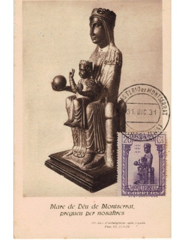FA5016. 1931, Tarjeta maxima de la Virgen de Montserrat