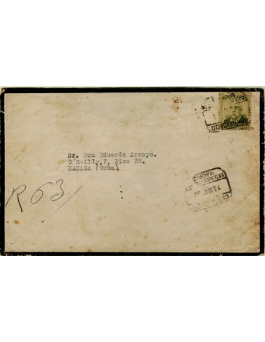 FA5057. 1933, correo certificado de Madrid a La Habana