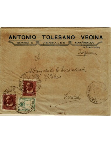 FA5062. 1932, correo interior circulado en Almendralejo