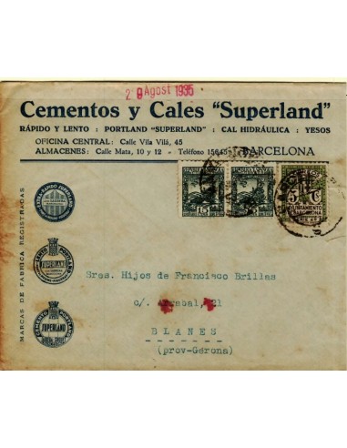 FA5072. 1935, correspondencia de Barcelona a Blanes