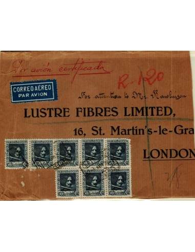 FA5075. 1938, envuelta de correo certificado de Barcelona a Londres
