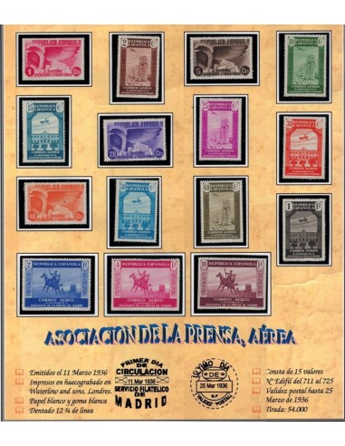 FA5084. 1936, XL aniversario Asociacion de la Prensa, serie completa 15 valores NUEVO
