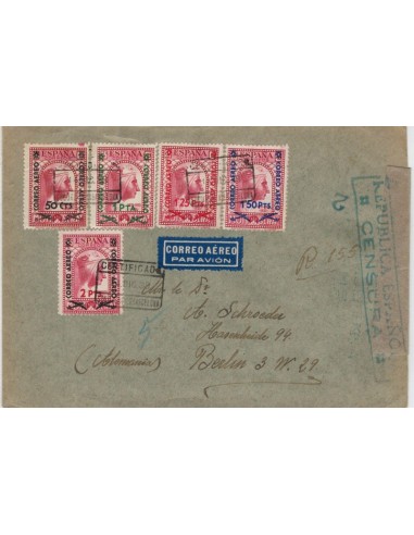 FA5094. 1938, correo certificado de Barcelona a Berlin (Alemania)