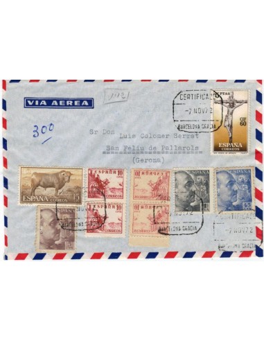 FA5104. 1972, correo certificado de Barcelona a San Feliu de Pallarols