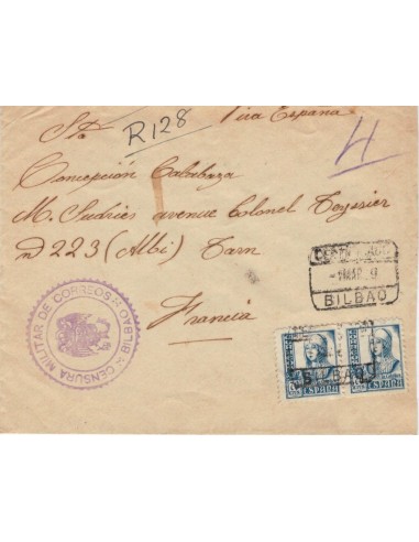 FA5106. 1939, Correo certificado de Bilbao a Albi (Francia). Censura militar de Bilbao