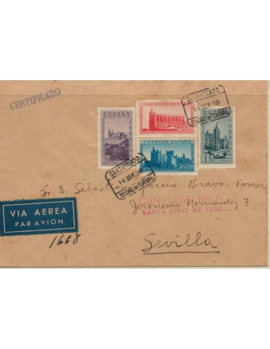 FA5126. 1938, Correo certificado de Tenerife a Sevilla