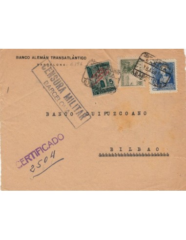 FA5138. 1939, correo certificado remitido de Barcelona a Bilbao