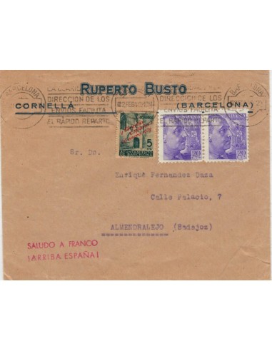 FA5148. 1940, Correspondencia de Barcelona a Almendralejo