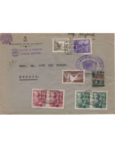 FA5149. 1939, Correo certificado urgente de Barcelona a Burgos