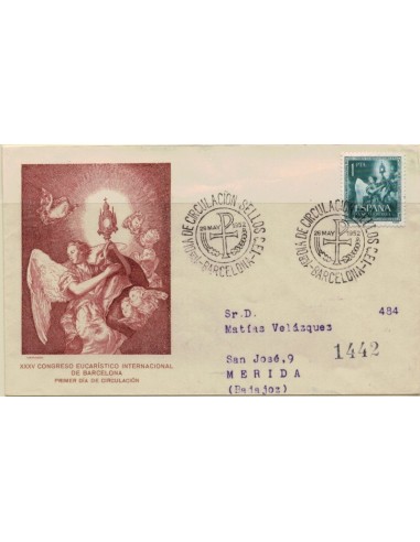 FA5284. 1952, XXXV Congreso Eucaristico Internacional en Barcelona, sobre primer dia NUEVO