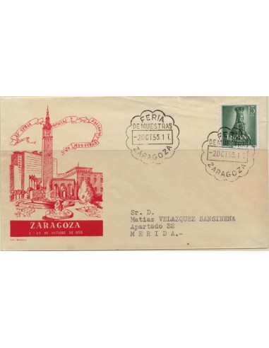 FA5304. 1955, Correspondencia circulada de Zaragoza a Merida