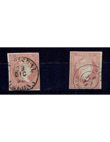 FA5342. Emision de 1855-59. Conjunto de 2 fechadores de la provincia de Gerona