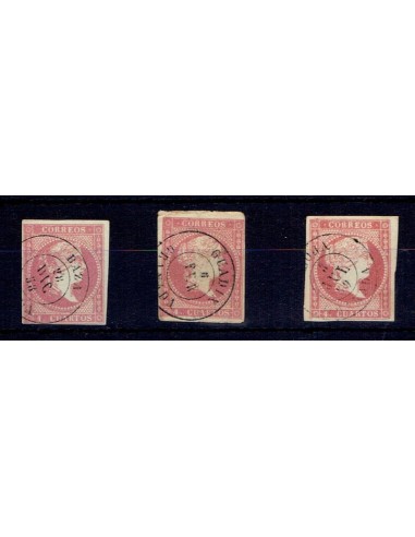 FA5343. Emision de 1855-59. Conjunto de 3 fechadores de la provincia de Granada