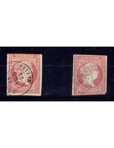 FA5346. Emision de 1855-59. Conjunto de 2 fechadores de la provincia de Huelva