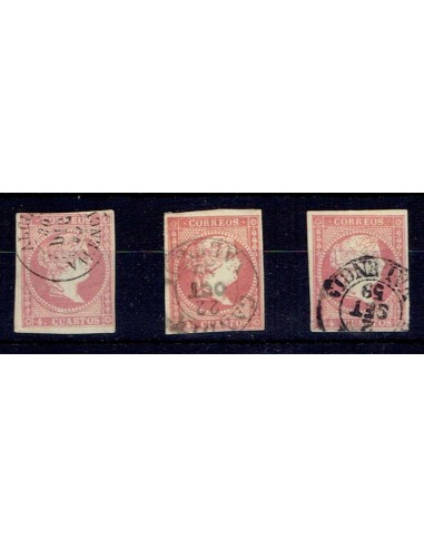 FA5367. Emision de 1855-59. Conjunto de 3 fechadores de la provincia de Valencia