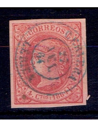 FA5506. Emision de 1 de enero de 1864. 4 cuartos cancelado con fechador de Cervera en azul