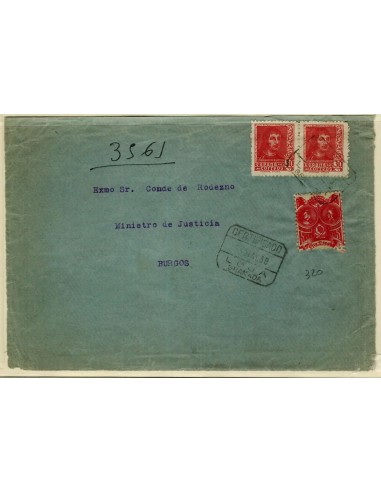 FA5724, Sellos locales. 1938, certificado de Loja a Burgos