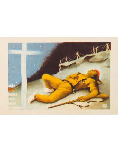 Guerra Civil. Postal Nacional. Sobre . (1937ca). Tarjeta Postal Ilustrada de LABORDE. ANTE DIOS NUNCA SERAS HEROE ANONIMO. MAG