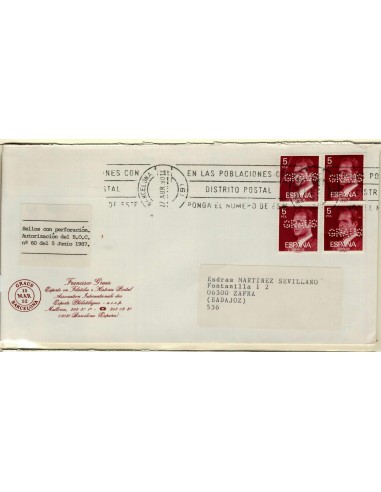 FA5861. 1975, Reinado de Juan Carlos I. Sellos taladrados por disposicion de correo para Fransec Graus