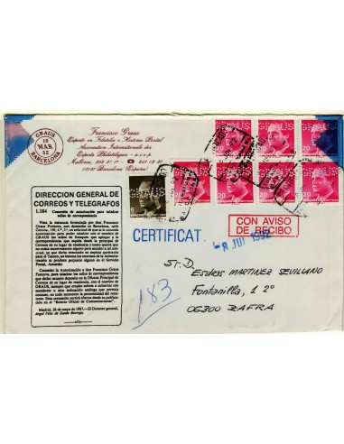 FA5863. 1975, Reinado de Juan Carlos I. Sellos taladrados por disposicion de correo para Fransec Graus