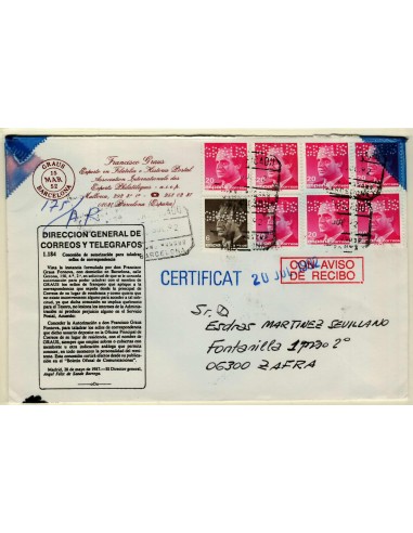 FA5864. 1975, Reinado de Juan Carlos I. Sellos taladrados por disposicion de correo para Fransec Graus