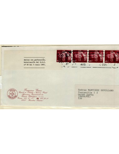 FA5865. 1975, Reinado de Juan Carlos I. Sellos taladrados por disposicion de correo para Fransec Graus