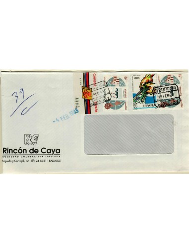 FA5870. 1993, Envio certificado desde Badajoz