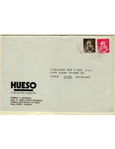 FA5873. Carta de Ateca a Zafra con sellos cancelados con rombo de puntos
