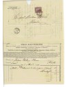 FA5881. 1869, carta con factura de Madrid a Merida, franqueo cancelado con parrilla con cifra