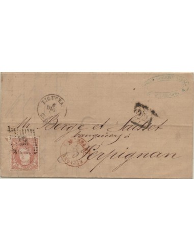 FA5891. Emision de 1870, Figueras a Perpignan (Francia)