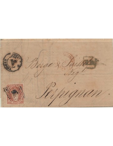FA5892. Emision de 1870, Figueras a Perpignan (Francia)