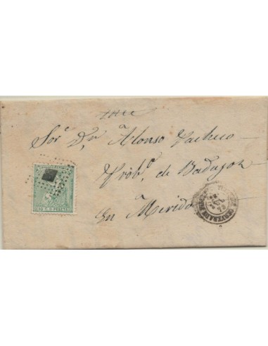 FA5898. 1873, Carta circulada de Cervera de Pisuerga a Merida