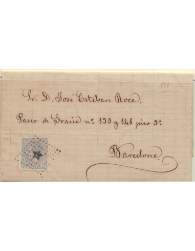 FA5899. 1879, Carta circulada a Barcelona cancelada con romo de puntos con estrella
