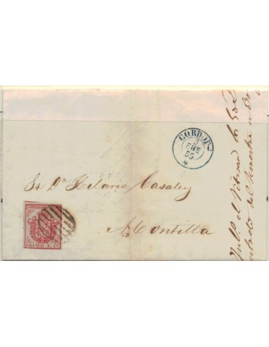 FA5908. 1855, Carta de Cordoba a Montilla con fechador azul roto