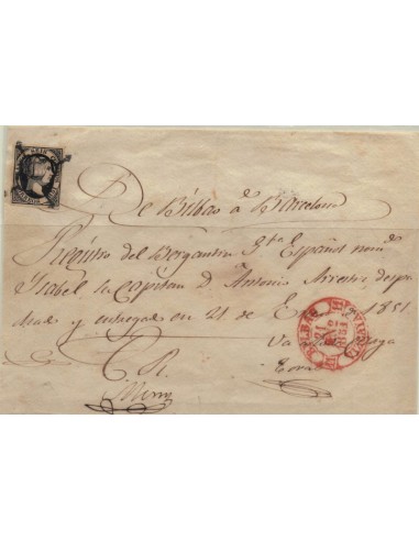 FA5909. 1851, Registro de embarque de Bilbao a Barcelona MAGNIFICO