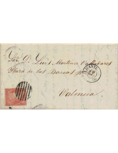 FA5924. 1858, Carta circulada de Alicante a Valencia