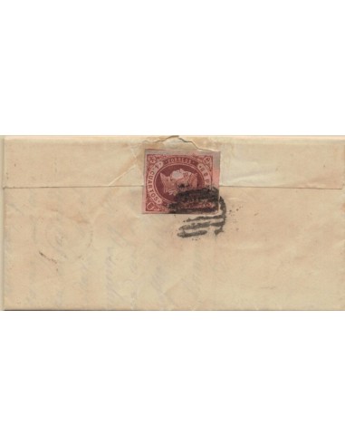 FA5925. 1862, Reverso de carta con el sello de 4 cuartos de la emision de julio de 1862