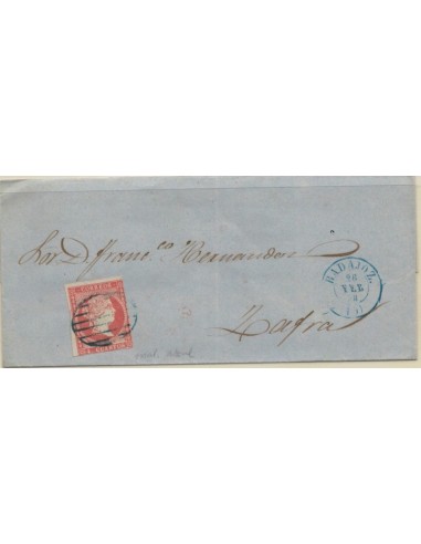 FA5933. 1858, Carta circulada a Badajoz a Zafra, Parrilla azul