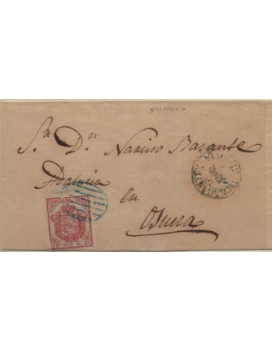 FA5934. 1855, Carta circulada a Villacastin a Osuna, Parrilla azul
